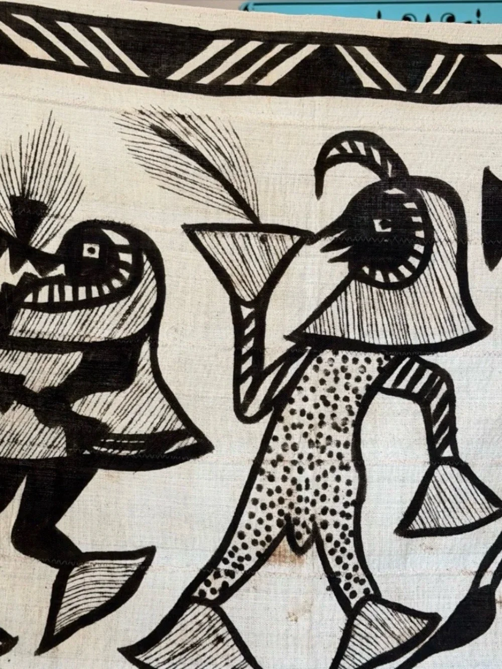 Vintage African Korhogo Cloth Senufo Hand-Painted Mud Cloth Tapestry 50